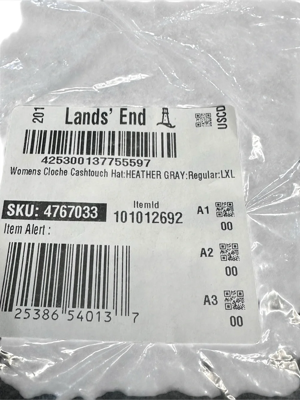 Lands’‎ End Women’s Cashtouch Cloche Bucket Hat Heather Gray L/XL Fleece Lined